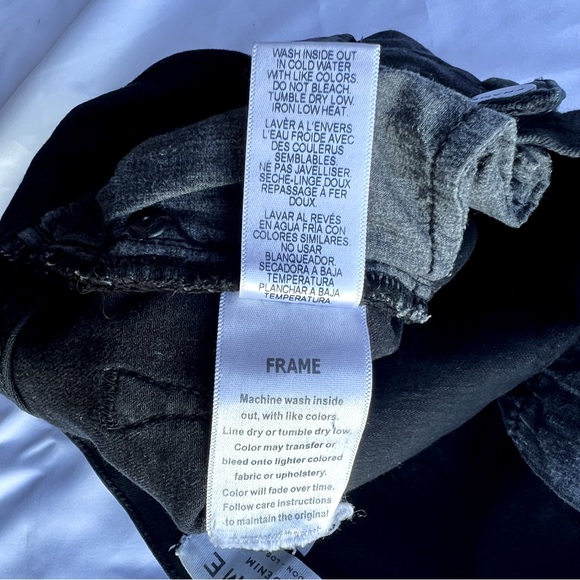 FRAME Denim Le Skinny de Jeanne Jeans in Jefferson Noir Women 25 Distressed Leg - Picture 12 of 12